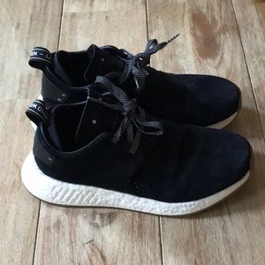 Suede adidas shoes black